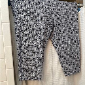 Talbots Navy and White Geometric Pants